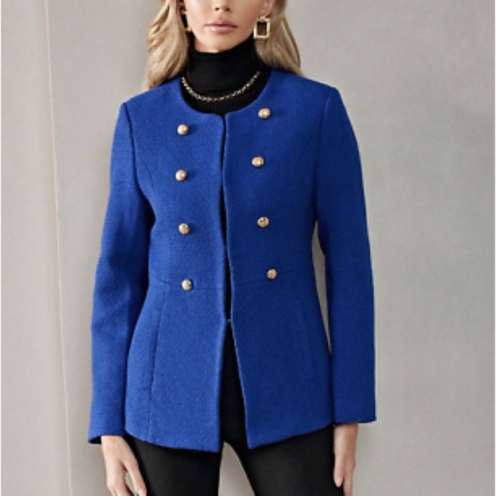 Zara tweed gold button hook jacket